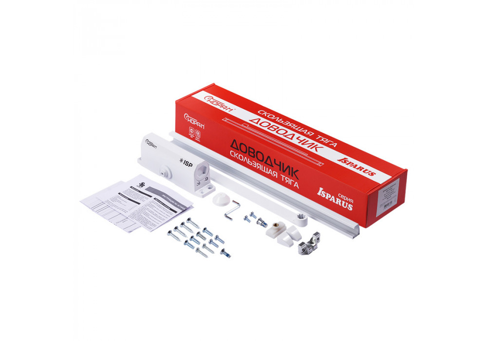 Доводчик ISPARUS 440 Slider (70 - 130 кг) (белый) морозостойкий со скользящей тягой